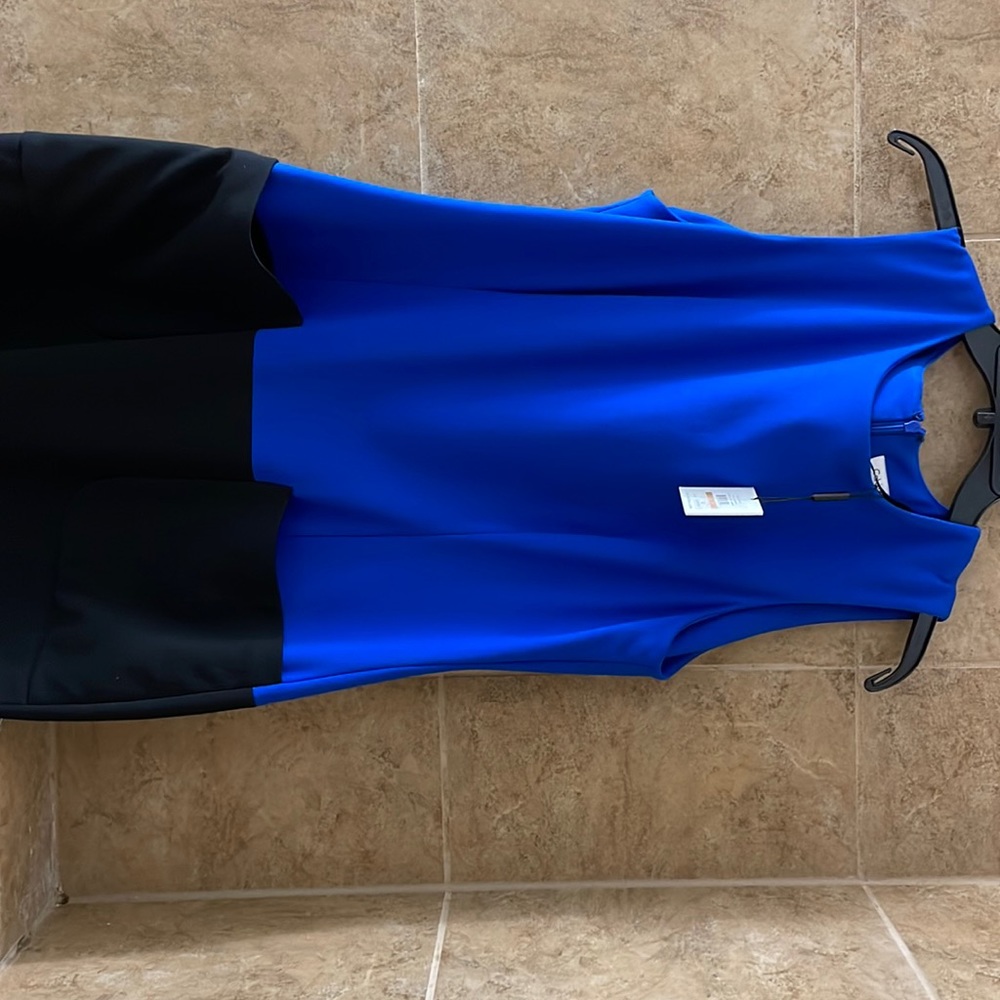 Blue and black dress with pockets